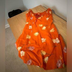 Urban outfitters orange mini dress with tulips